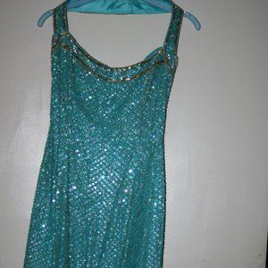 Niteline by Della Roufogali Teal Sequined Dress 12